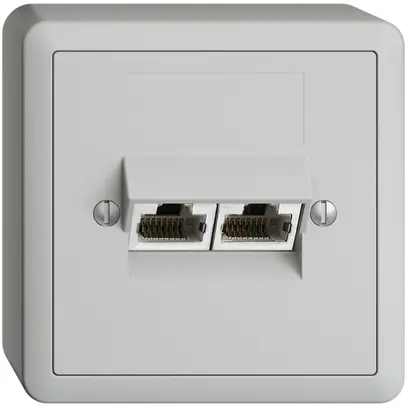 AP-Dose 2×RJ45/s 8P getr. EDIZIOdue hellgrau ITplus 