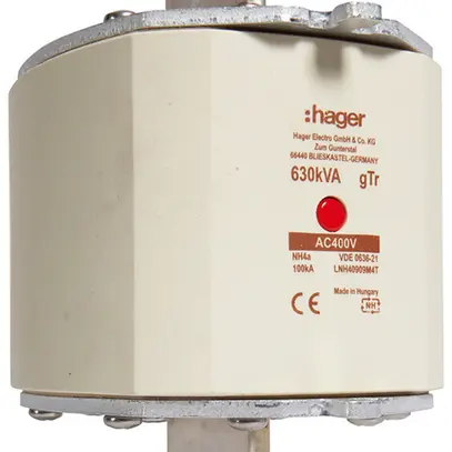Fusibile HPC Hager DIN4 400VAC 909A 630kVA gTr segnalatore centrale inox. 