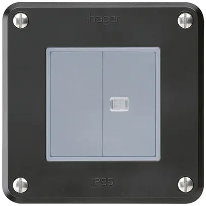 Interruttore INC robusto IP55 schema 3/contatto a pulsante 1×illuminato nero 