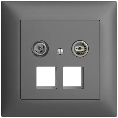 Prise multimédia 19dB ENC EdizioDUE FMI, prise d.passage, p.2×RJ45 Keystone, grf 
