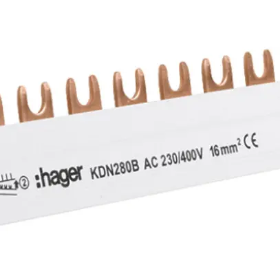 Pettine di raccordo Hager 2P 2L forca 16mm² 80A 1000×56mm bianco 