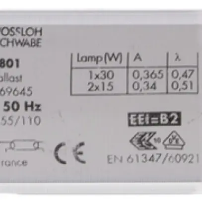 Ballast électromagnétique MH 1×30W, 2×15W, T8 