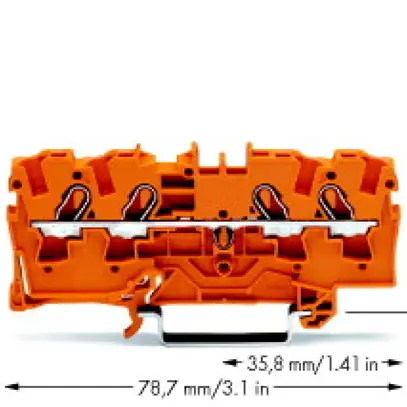 Borne de passage WAGO TopJob-S 4mm² 4L orange série 2004 