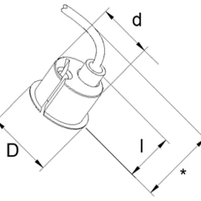 Contatto magnetico INS BSW DMC15N.06, tipo N, 1Ch 0.5A/100VDC, cavo 6m, IP68, Ms 