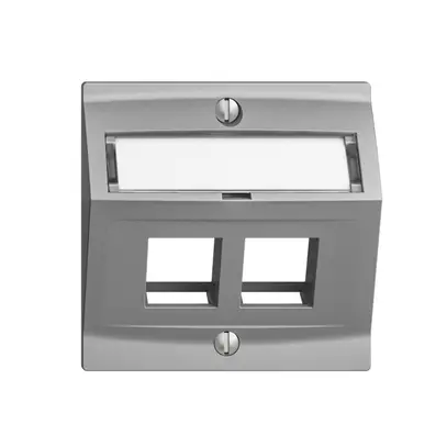 Kit montaggio EDIZIOdue F, con cappa di uscita obliqua, per 2×Keystone, silver 