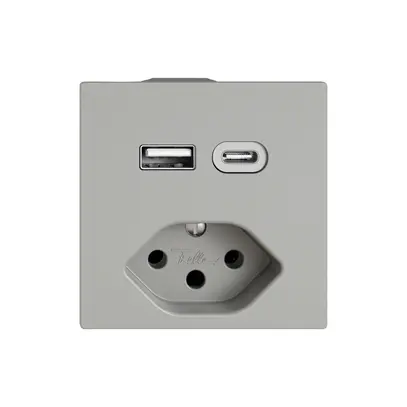 Prise de charge USB EDIZIO.liv SNAPFIX® USB A+C/T13 3A 230VAC grc 