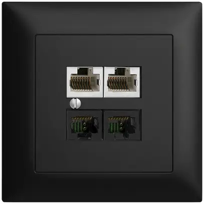 UP-Dose 4×RJ45 2×u/2×s EDIZIOdue schwarz R&M swissline NT 2ab 