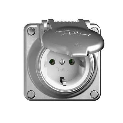 Presa SCHUKO FH AG.CO, 16A, 250VAC, L+N+PE alluminio lucidato 