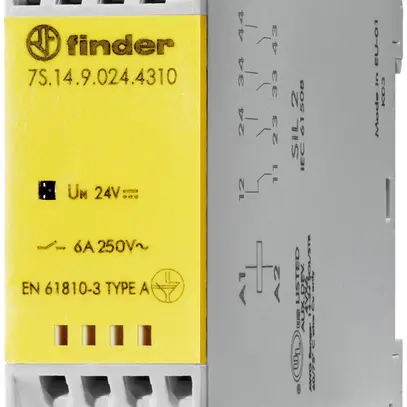 Module de relais Finder avec contacts à guidage forcé, 3 f et 1 o, 6A, 24VDC 