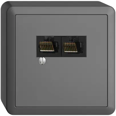 AP-Dose 2×RJ45/u 4P getr. EDIZIOdue dunkelgrau, R&M swissline 