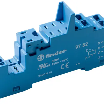 Socle Finder pour relais 46.52 bornes à ressort avec étrier en plastique 