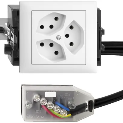 Presa INS EDIZIOdue 3×T13 L2 bianco, 49…69mm per cavo Technofil 