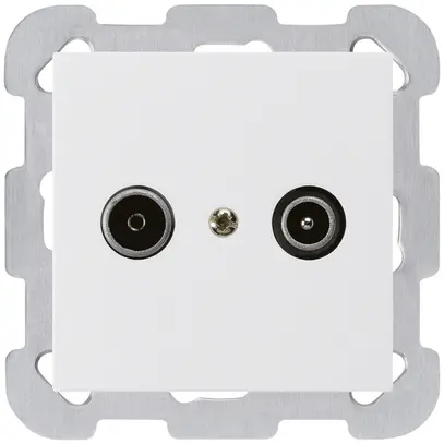 Prise de passage ENC kallysto R/TV 23dB blanc avec plaque de fixation 