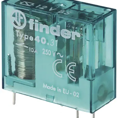 Relè commutazione Finder 40, 1C 10A/12VUC AgNi 288Ω 3.5mm RT II 