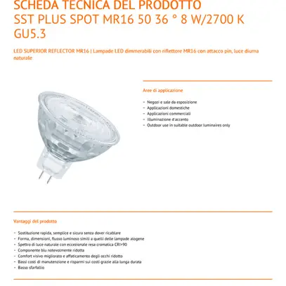 Lampe réflecteur LED LEDVANCE SUPERIOR GU5.3 12V 8W 670lm 2700K VAR clair 36° 