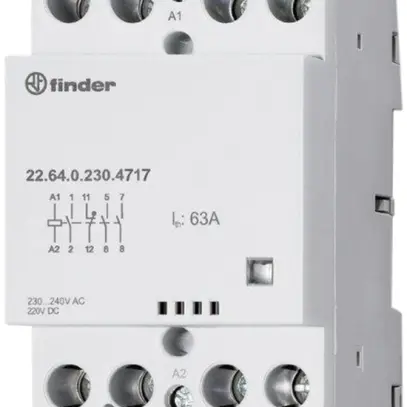 Contattore AMD Finder 22.64, 3Ch+1R 63A/24VUC AgSnO2, indicatore, 3UM 