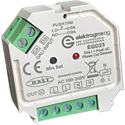 Regolatore DALI Elektrogros 100…240V contatto press.universale e LED retrofit bi 