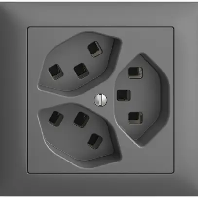 Presa INS 3×T23 16A EDIZIOdue grigio scuro, con morsetti innest. 