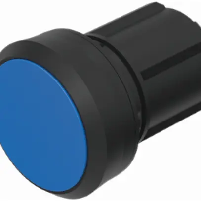 Pulsante INS EAO45, I, blu, anello nero, a filo 