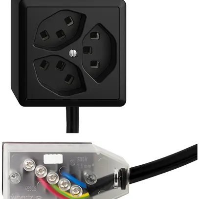 Prise AP 3×T23 16A noir L1 EDIZIOdue pour Technofil 