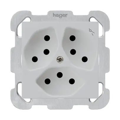 Prise ENC kallysto 3×T13 gris clair sécurité enfants plaque de fixation 