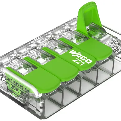 Borne de connexion WAGO Green Range 5L 0.5…6mm² avec levier vt transparent 
