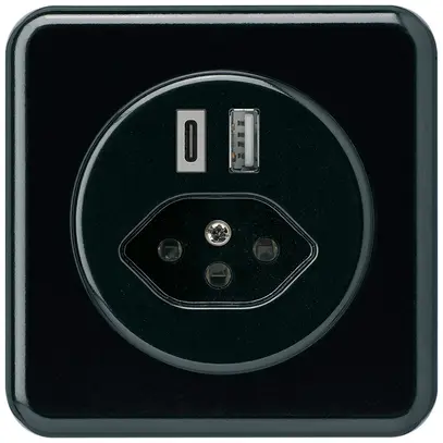 Presa di carica USB INC basico 18W PD 1×tipo A 1×tipo C T13 placca cop&fiss ne 