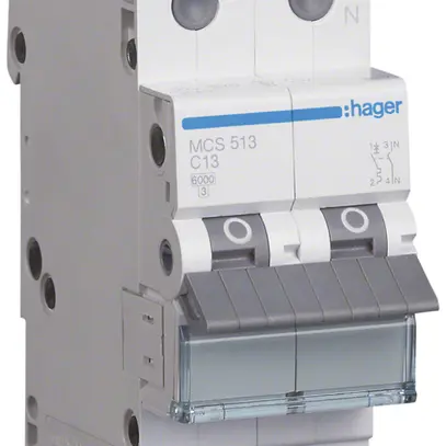 Disgiuntore Hager MCB quickconnect 2P 1 230V tipo C 13A Icn 6kA Icu 10kA 2UM 