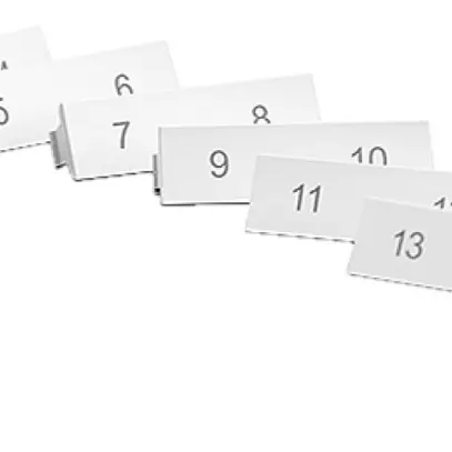 Plaquette indicatrice STANDARDdue 1…16 pour sortie plate 8 pièces, blanc 