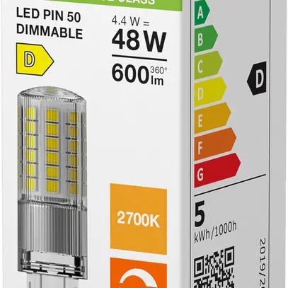 Lampe LED LEDVANCE PIN G9 4.4W 600lm 2700K VAR Ø18×59mm clair 