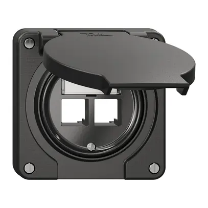 Montageset Feller S-One EASYNET N.CO, für 2×RJ45, Tiefe 28 mm, schwarz 