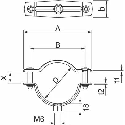 Collare per tubo/cavo Bettermann, con filetto M6, Ø17…20mm, V2A, 1.4301 