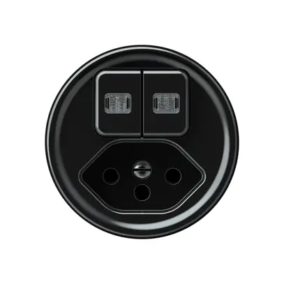 Combinazione origin 2×tasti 2×luminoso 2CO+T13 1P 0<1 10A 230V 60×60mm nero 
