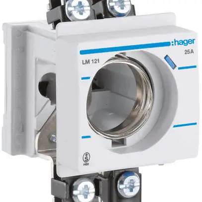 Portafusibile INS Hager DII+N 25A copertura front. profondità INS 44mm SN basso 