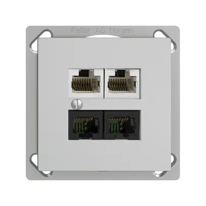 Scatola INS 4×RJ45 2×u/2×s EDIZIOdue R&M swissline grigio chiaro 