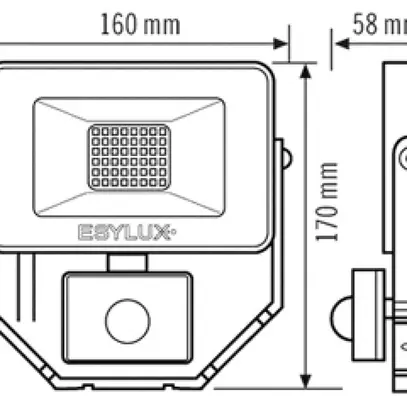 Projecteur LED ESYLUX AFL BASIC, 10W 4000K 1000lm 148×58×160mm IP65, noir 