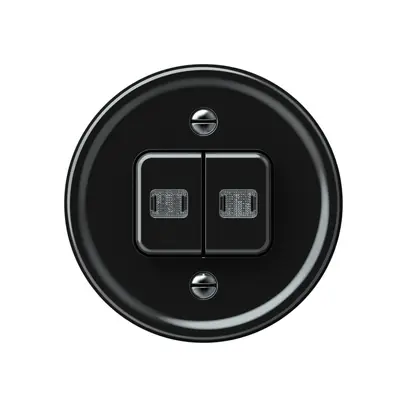 Interruttore a pulsante luminoso origin sch 1 (3+3) 2×LED 60×60mm nero 