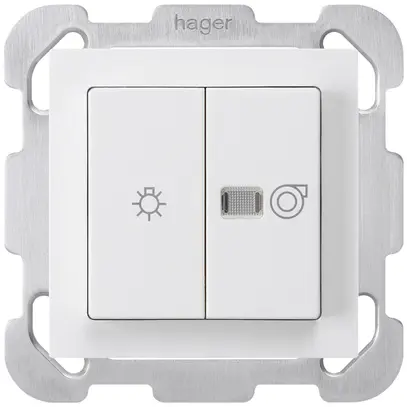 Interrupteur lumineux ENC kallysto blanc 1/1L symbole lumineux+ventilation 