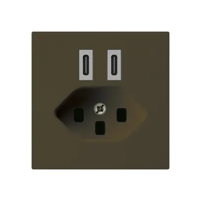 USB-Ladesteckdose Hager kallysto C-C 20W+T23 5V 60×60mm braun 