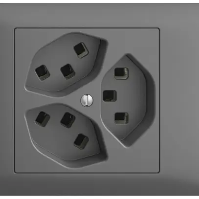 Presa INS 3×T23 16A grigio scuro 53mm EDIZIOdue con mors. innest 