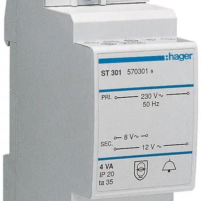 Piccolo trasformatore AMD Hager 4W 8V 12V 0.5A 2UM 