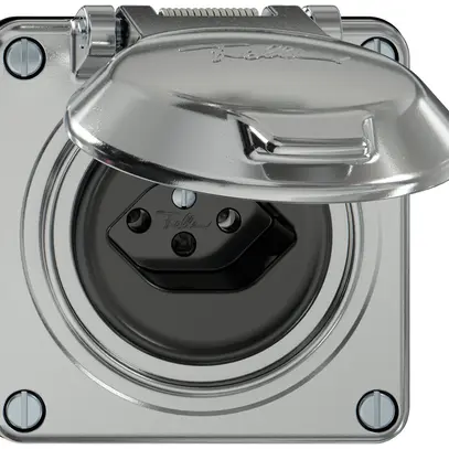 Prise ELEMENT SNAPFIX® 1×type 13 10A 250V avec clapet IP20 alu 