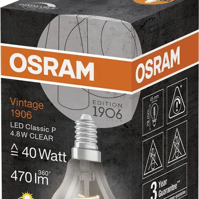 Lampe LED Osram Vintage 1906 E14 4.8W 470lm 2700K VAR Ø45×78mm clair 