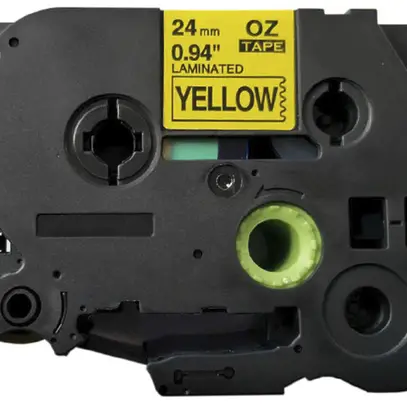 Cassette ruban compatible avec OZE-651, 24mm×8m, jaune/noir 