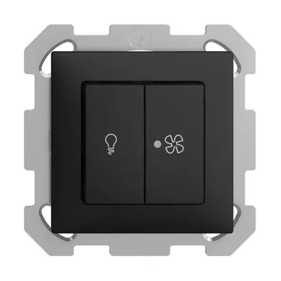 UP-Schalter für Licht und Ventilat EDIZIOdue schwarz, KS, LED gelb 