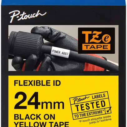 Cassette ruban TZe-FX 24mm×8m jaune 