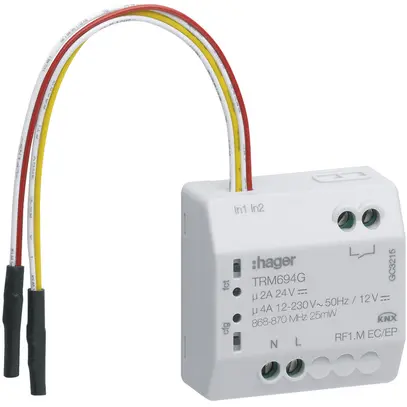 Entrata binaria doppia+uscita commutatore KNX RF INS TRM694G 