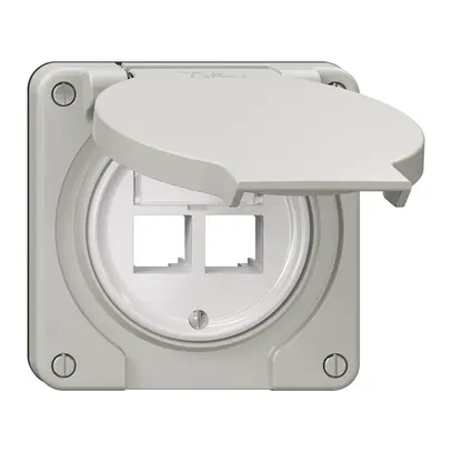 Montageset Feller S-One EASYNET N.CO, für 2×RJ45, Tiefe 28 mm, lichtgrau 