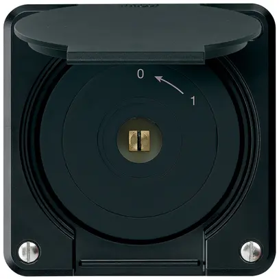 Contatto rotativo chiave quadrata INC robusto IP55 nero con coperchio 2P combi 