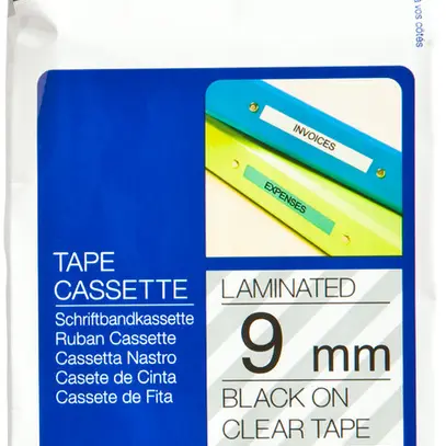 Cassette ruban Brother TZe-121 9mm×8m, transparent-noir 
